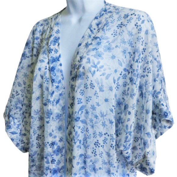Rachel Zoe Floral Kimono Duster Large Pockets Lightweight Open Front India OS - Picture 1 of 6